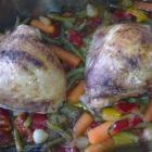 Chili-kylling i grøntsagsfad m/ kryddermayo & fritter