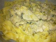 Kyllingepande m/ spidskål & frisk pasta i dild-citron flødesovs