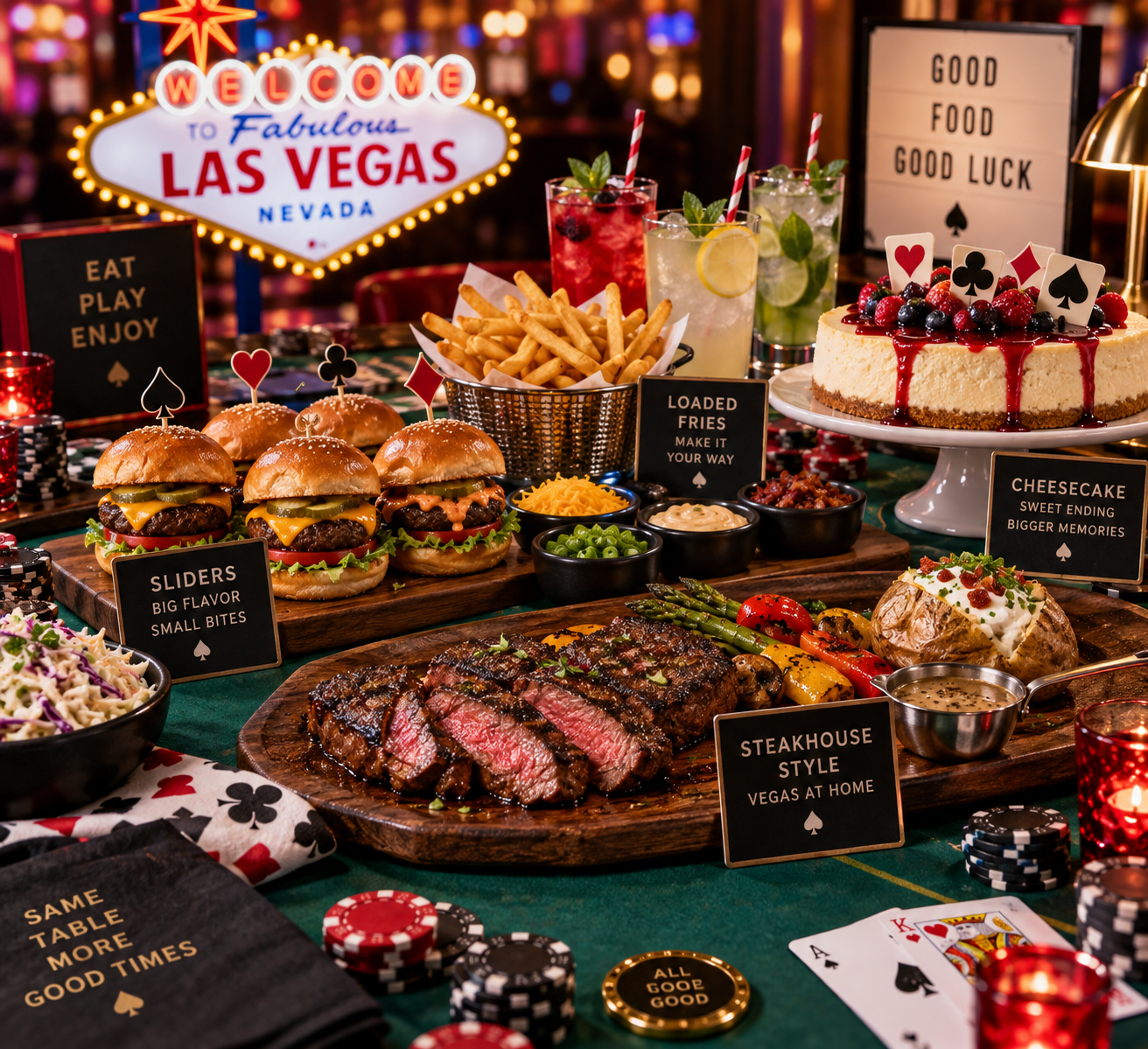 Las Vegas på tallerkenen: Byg en casino-menu med amerikanske klassikere